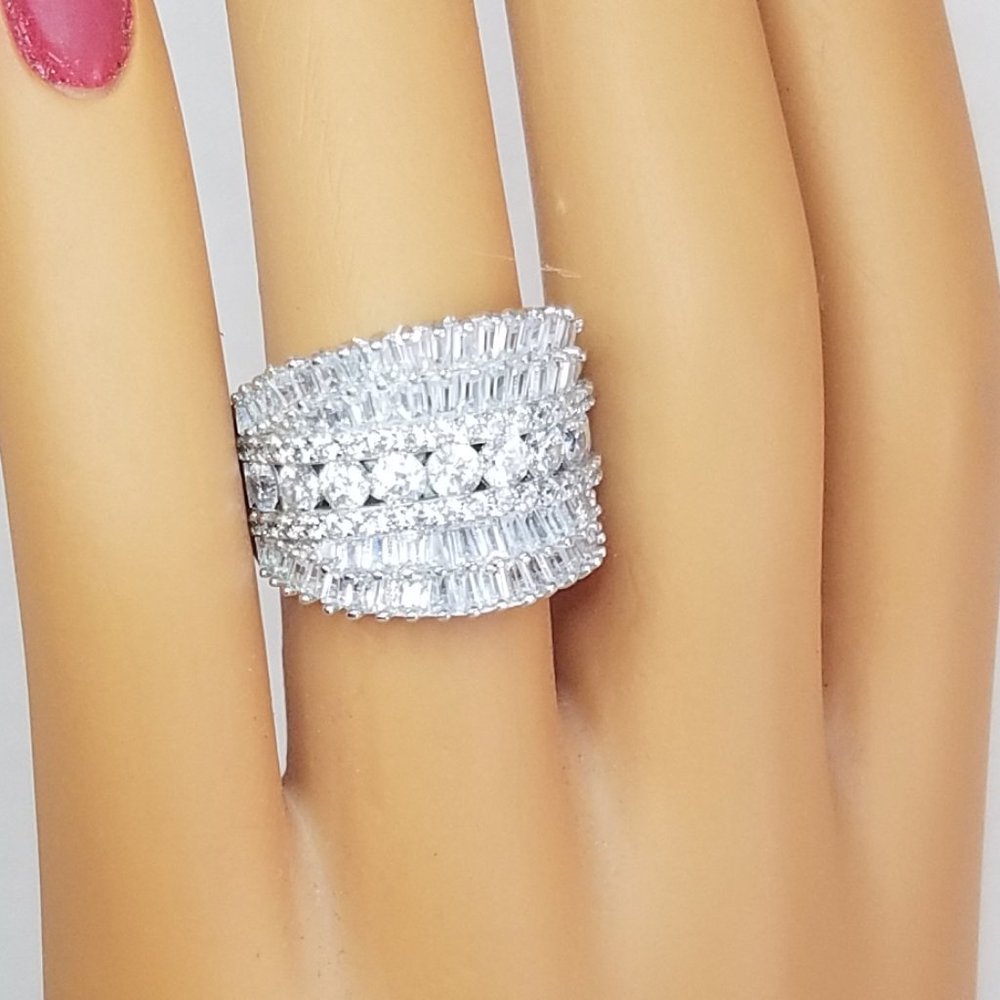 Fuzion Creation Diamante Sterling Cocktail Ring